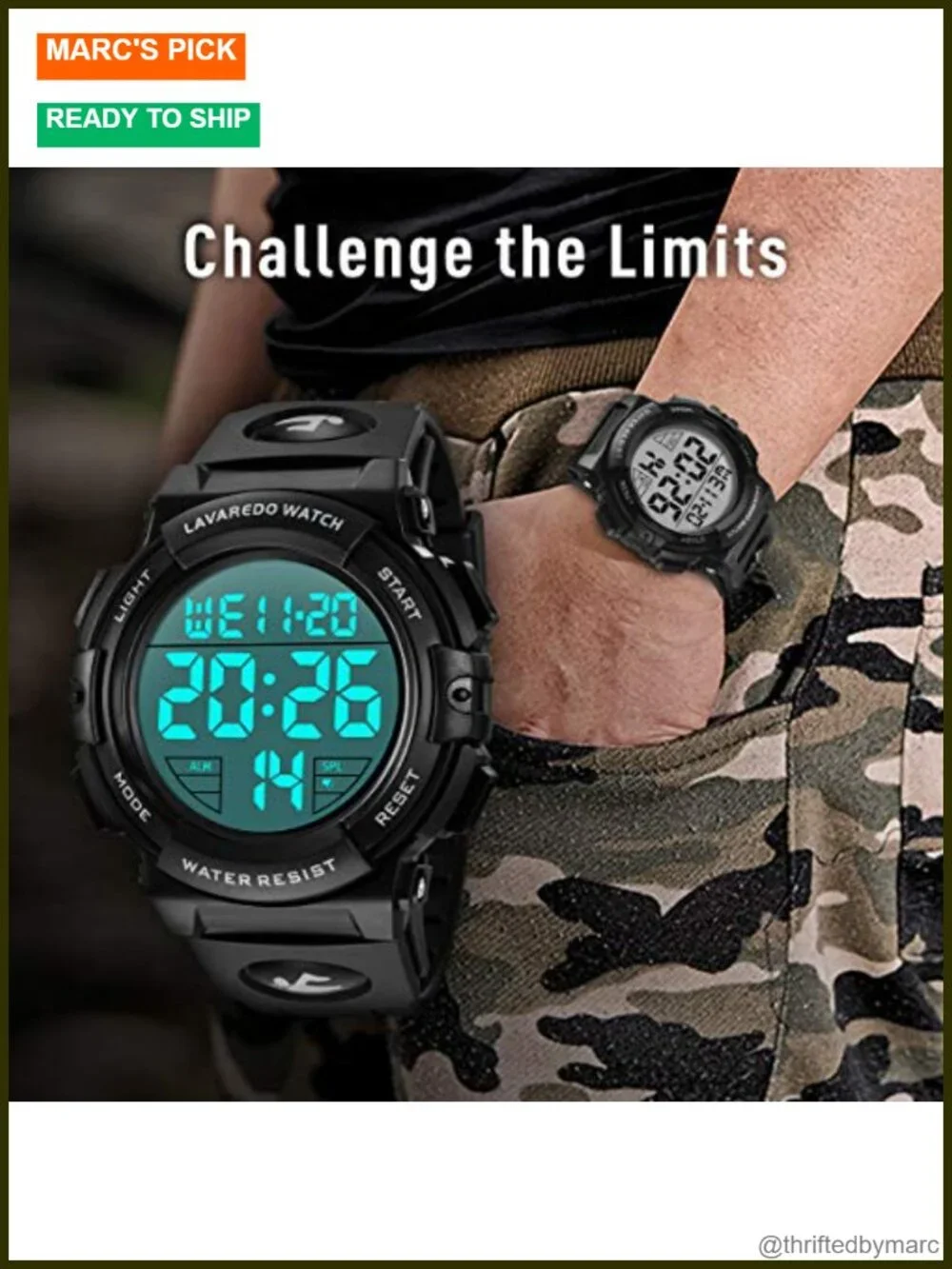 Military Sports Watch Digital Chronograph LED Backlight Waterproof